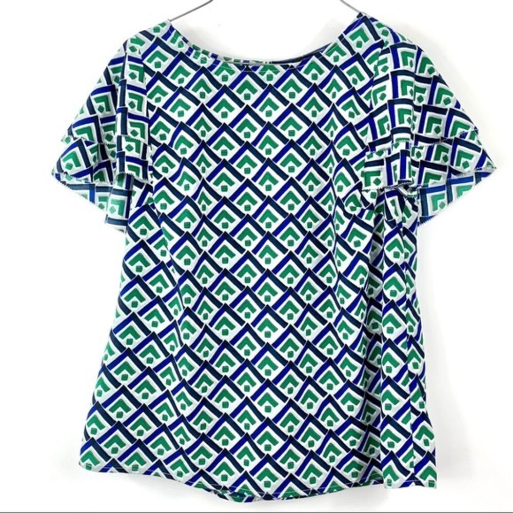 Banana Republic Blue & Green Print Top